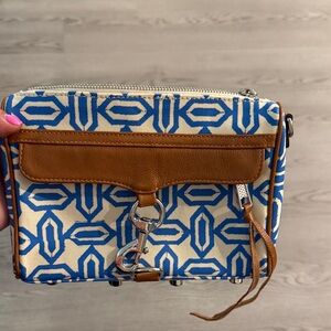 Rebecca Minkoff Blue and Brown Geometric Clutch